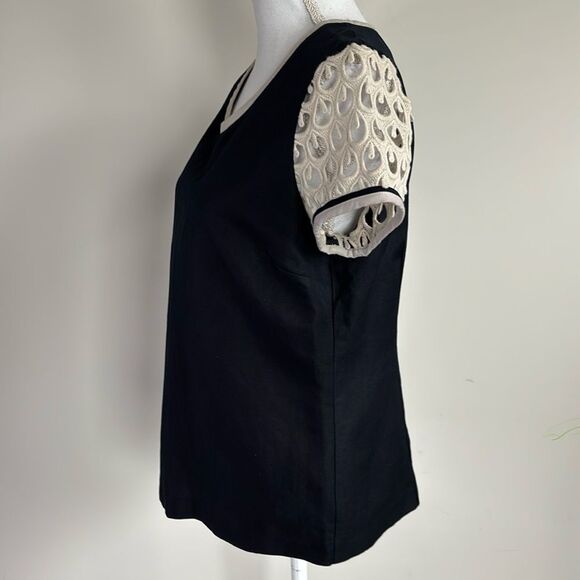 Mint velvet linen cotton blend Black and Cream Top Womens Size 14 with lining. - Picture 5 of 14